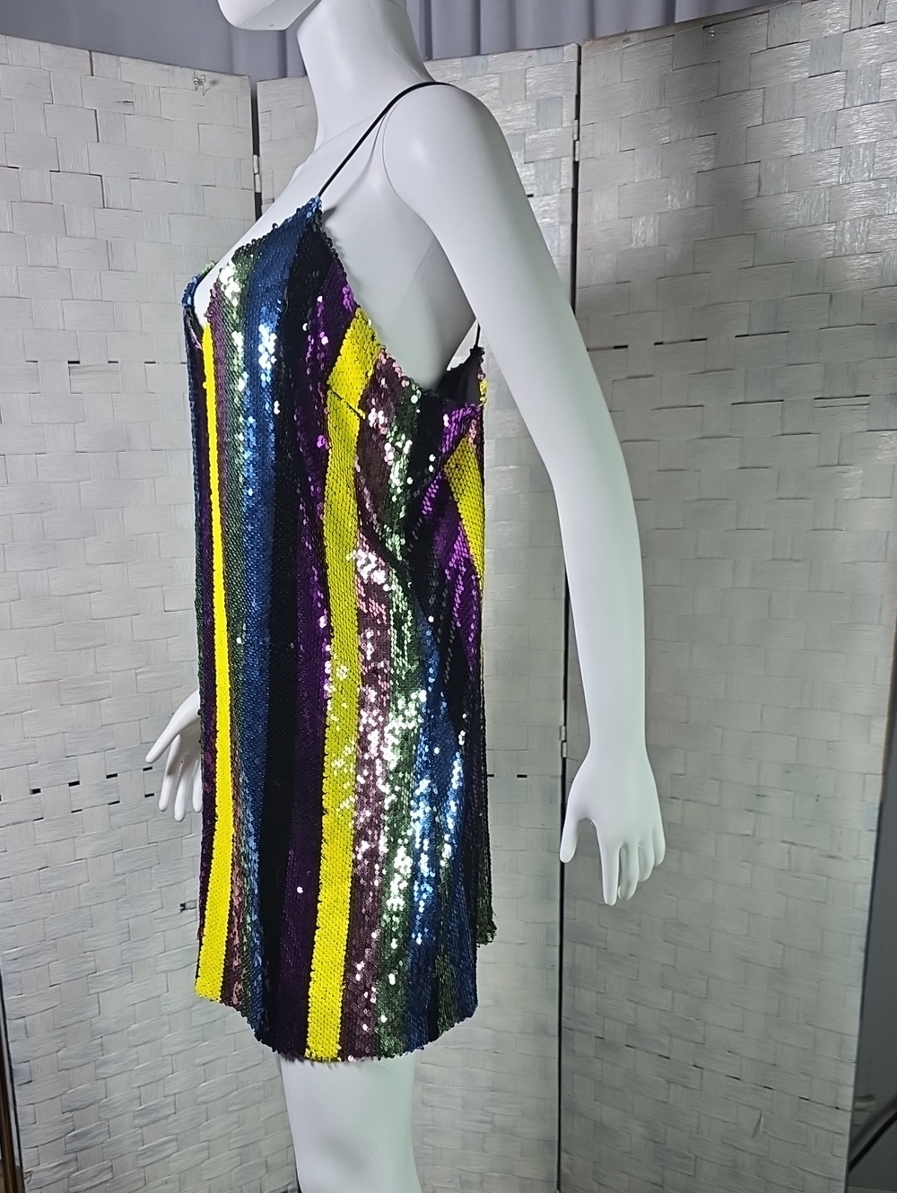 ASOS Multicolor Sequin Striped Mini Dress - Picture 4 of 9